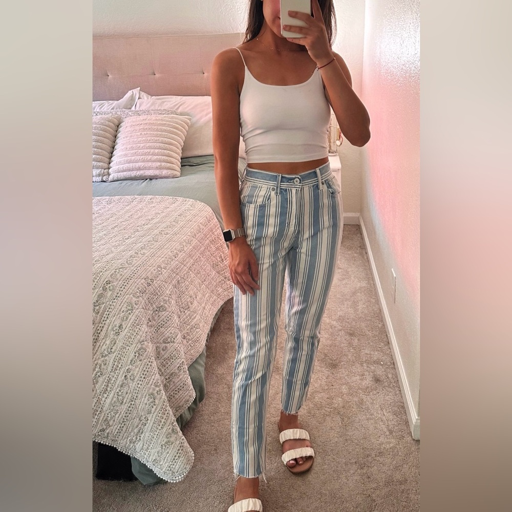 American Eagle Outfitters Stripped Mom Jeans